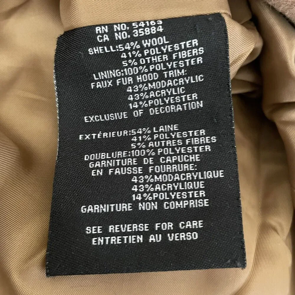 Cole Haan Wool Toggle Duffle Coat Size 12 Signature Hooded Jacket